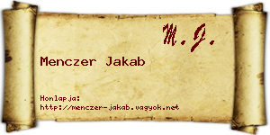 Menczer Jakab névjegykártya